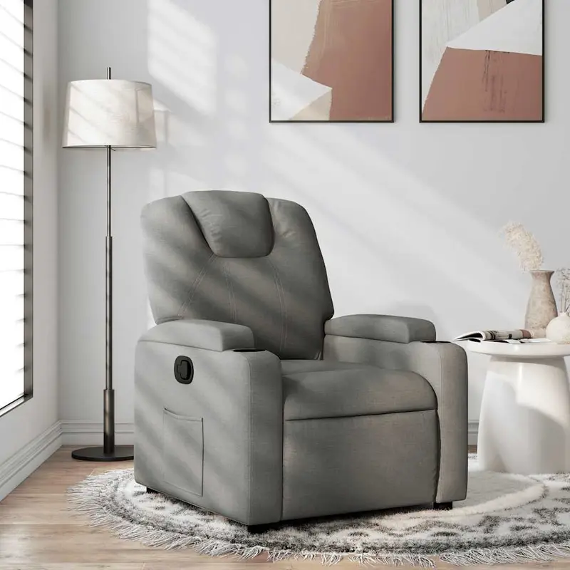 Sillón reclinable de tela gris oscuro