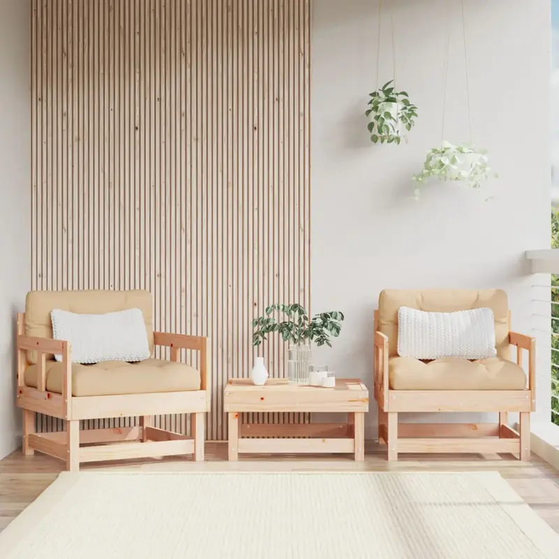 Sillones de jardín 2 unidades madera maciza de pino