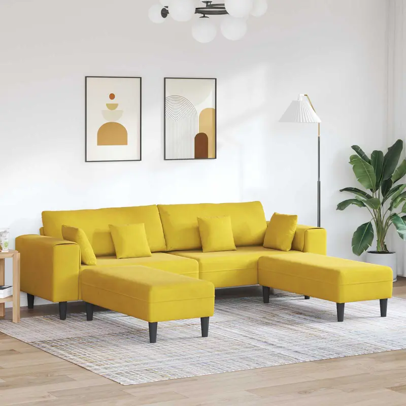 Sofá 3 pcs Amarillo 250 x 188 x 76 cm Terciopelo