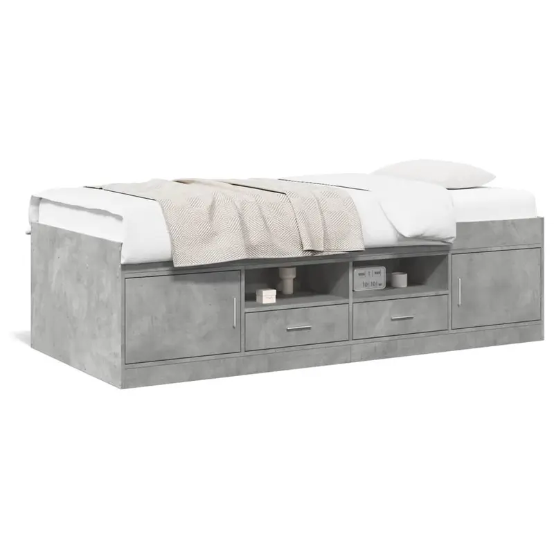 Sofá cama con cajones sin colchón gris hormigón 100x200 cm