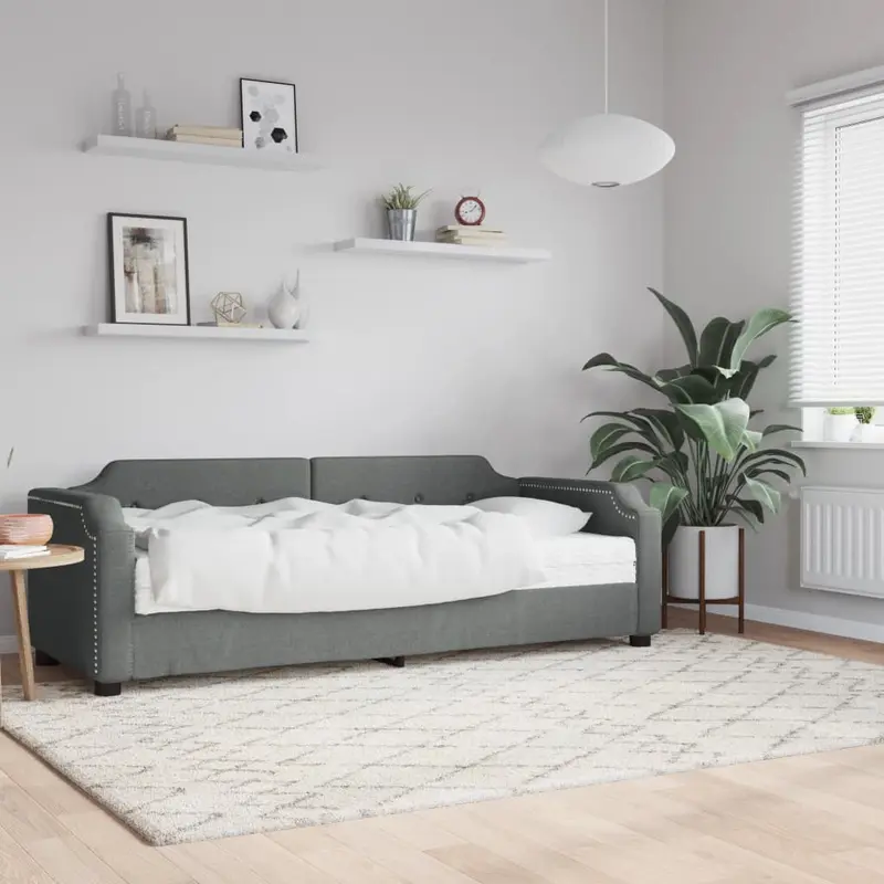 Sofá cama con colchón tela gris oscuro 80x200 cm