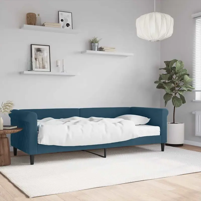 Sofá cama con colchón terciopelo azul 80x200 cm