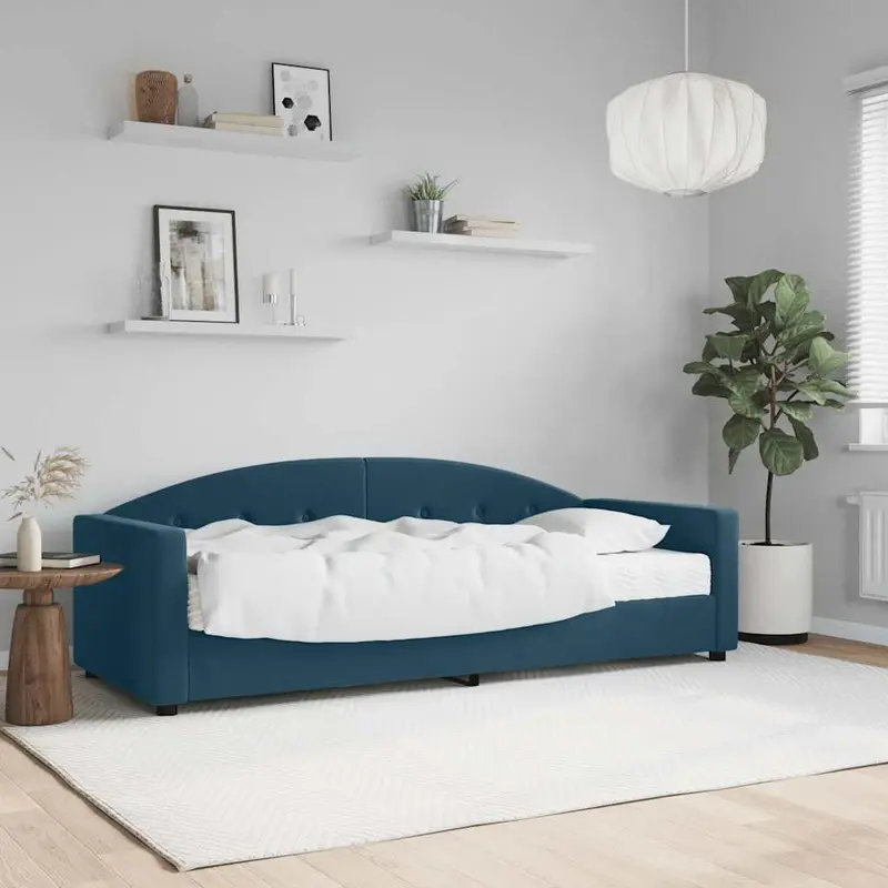 Sofá cama con colchón terciopelo azul 80x200 cm