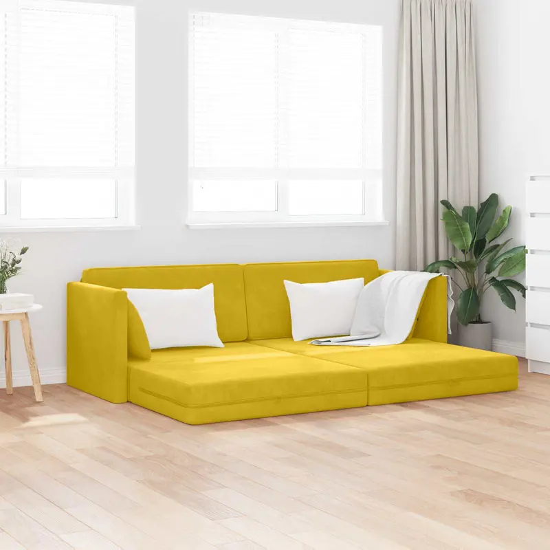 Sofá-cama de piso Amarillo 213 x 70 x 77 cm Terciopelo