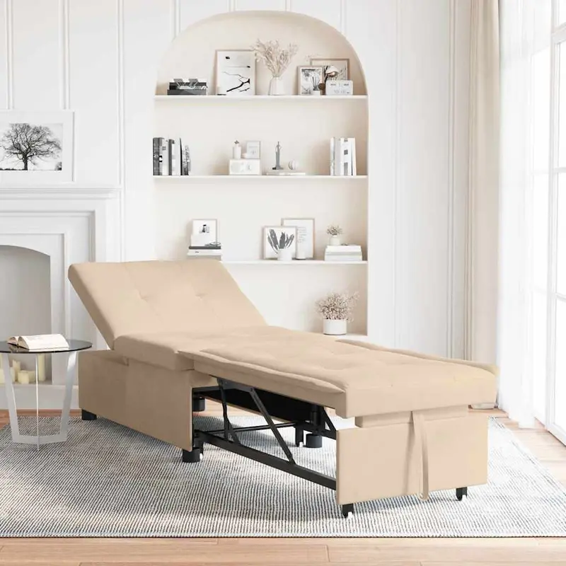 Sofá cama desplegable Crema 194 x 67 x 82 cm Microfibra