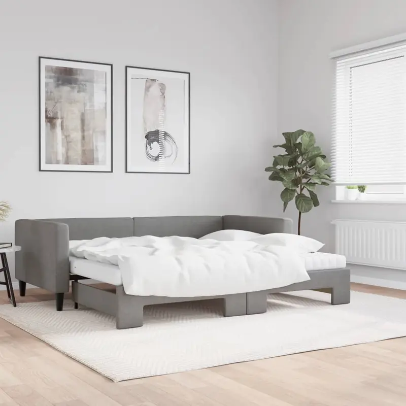 Sofá cama nido con colchón tela gris oscuro 90x200 cm