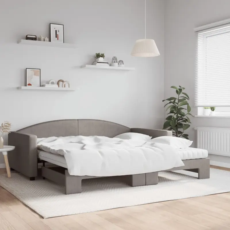Sofá cama nido con colchón tela gris taupe 100x200 cm