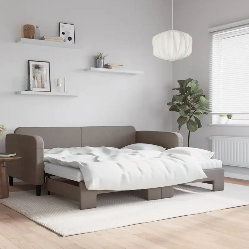 Sofá cama nido con colchón tela gris taupe 100x200 cm