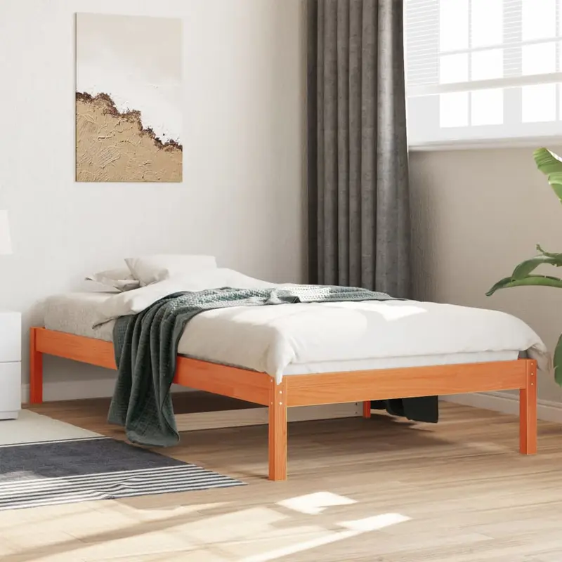 Sofá cama sin colchón madera maciza pino marrón cera 80x200 cm