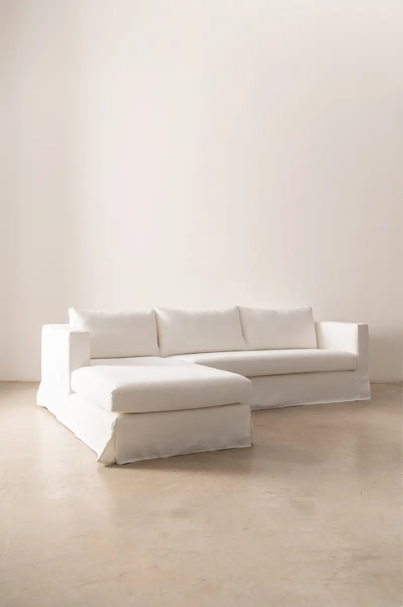 Sofá con Chaise Longue Loir blanco