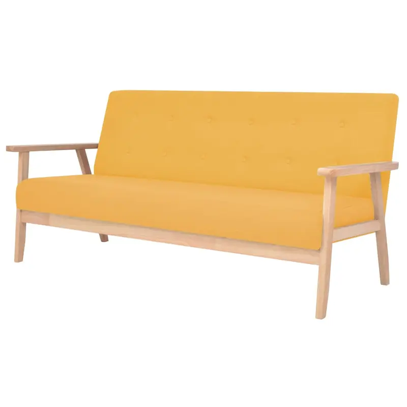 Sofá de 3 plazas de tela amarillo