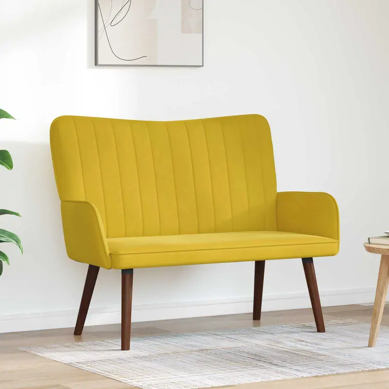 Sofá de Dos Plazas Amarillo 115 x 61 x 87 cm Terciopelo