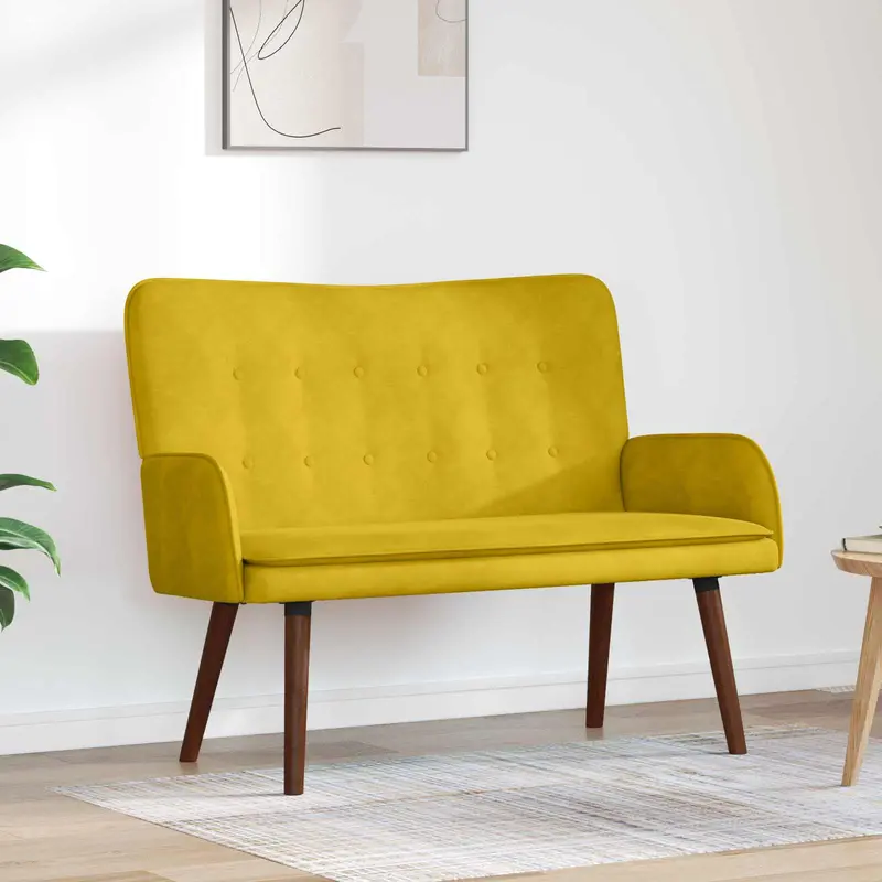 Sofá de Dos Plazas Amarillo 115 x 61 x 87 cm Terciopelo