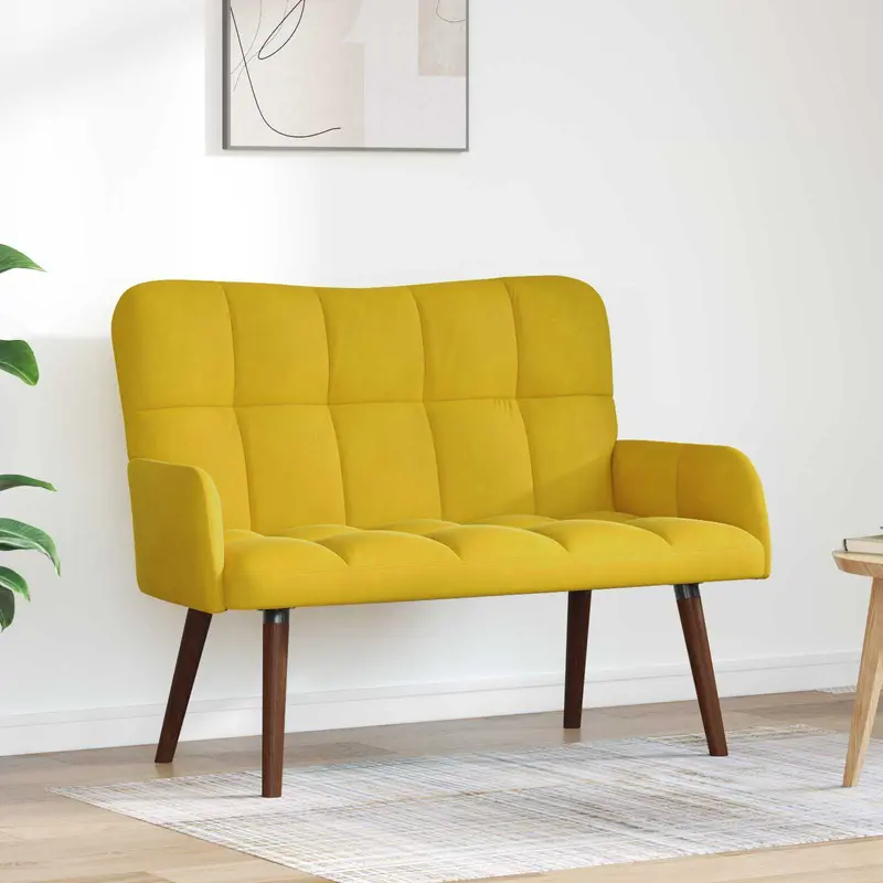 Sofá de Dos Plazas Amarillo 115 x 61 x 87 cm Terciopelo