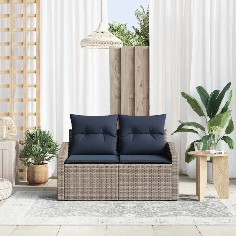Sofá de jardín Gris 123 x 62 x 69cm ratán sintético
