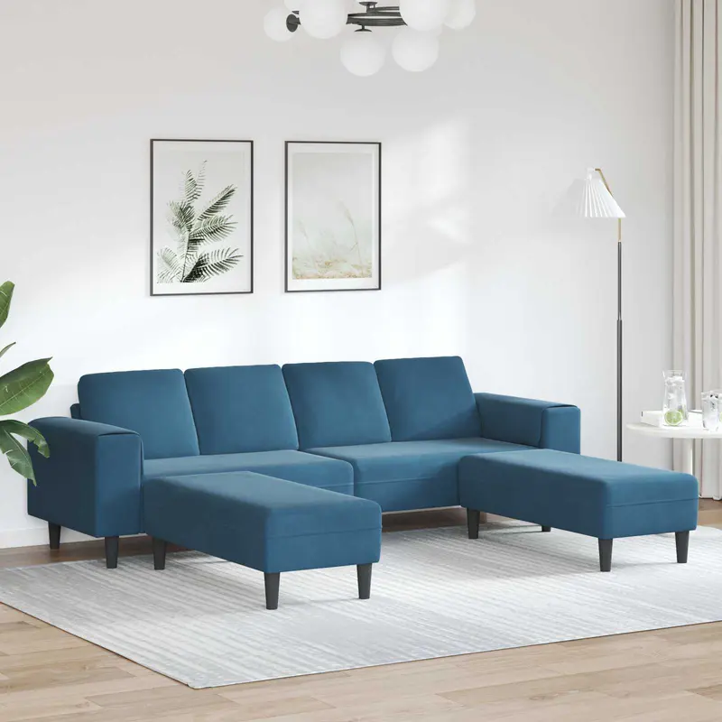 Sofá de sala 3 pcs Azul 250 x 188 x 76 cm