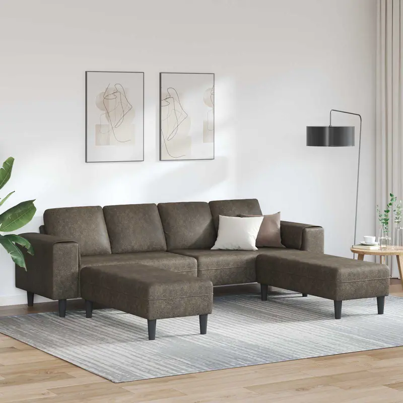 Sofá de sala 3 pcs Gris oscuro
