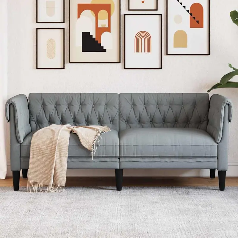 Sofá Gris Claro 182,5 x 74,5 x 74,5 cm Poliéster