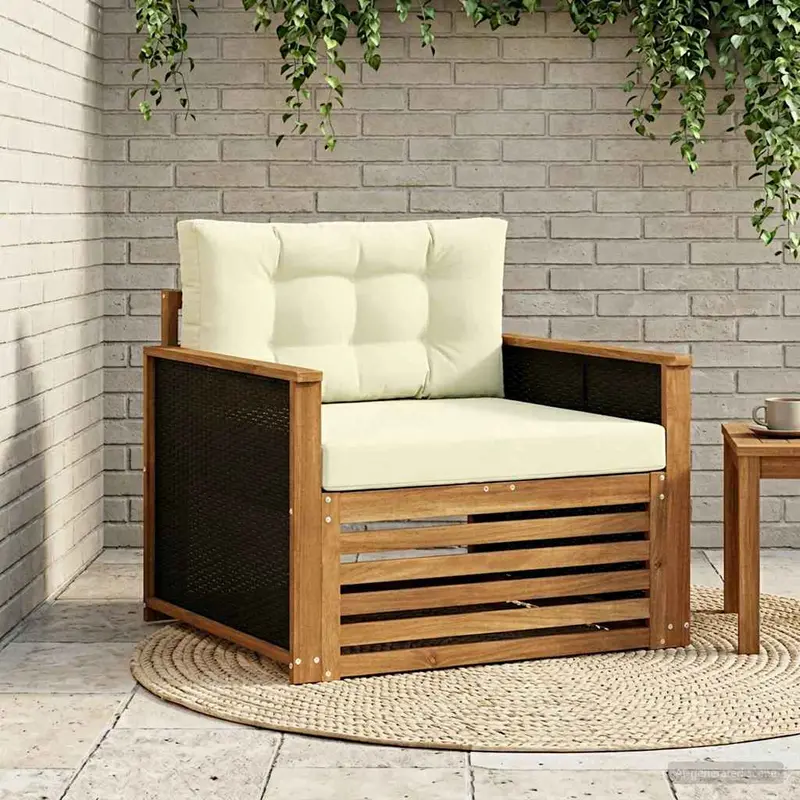 Sofá intermedio de exterior Madera de Acacia Sólida Natural