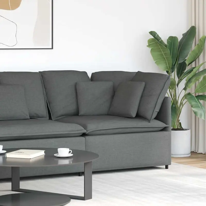 Sofá modular de esquina con cojines gris oscuro 100 cm