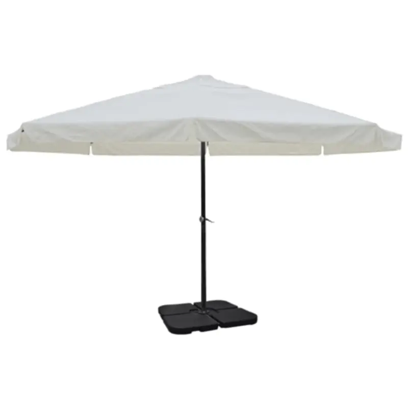 Sombrilla de jardín con base portátil aluminio blanco