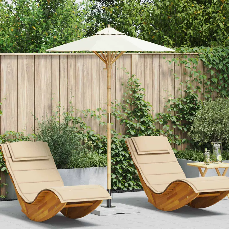 Sombrilla de jardín Crema Ø 150 x 210 cm Bambú