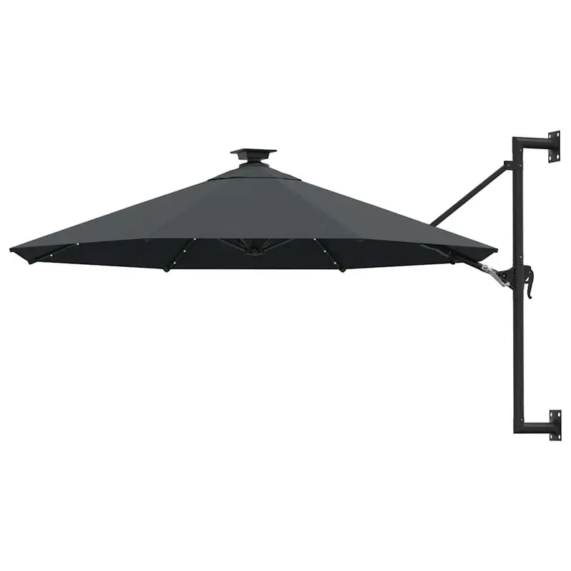 Sombrilla de jardín de pared con luces LED antracita 300 cm