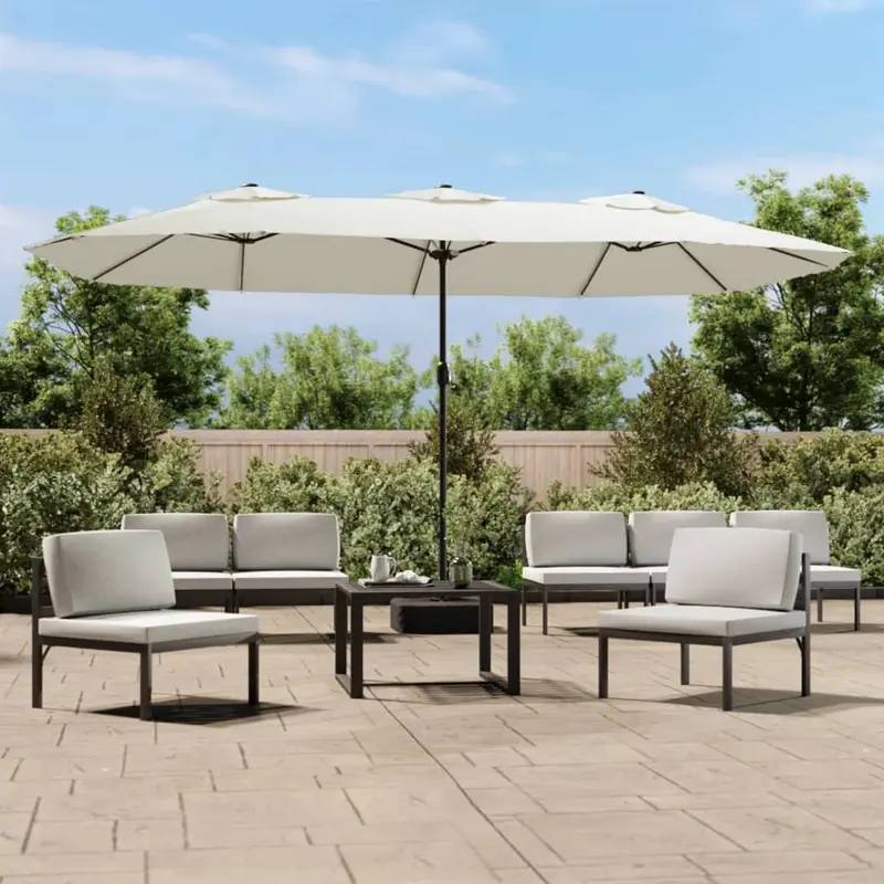 Sombrilla doble blanco arena 449x265 cm