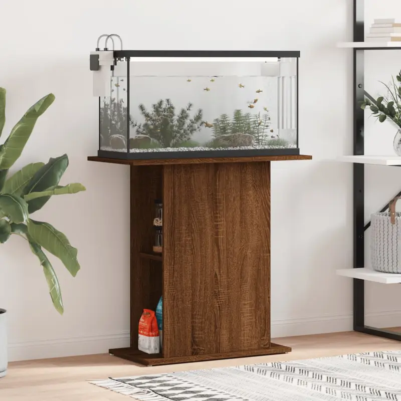 Soporte de acuario madera ingeniería marrón roble 75x36x72,5 cm