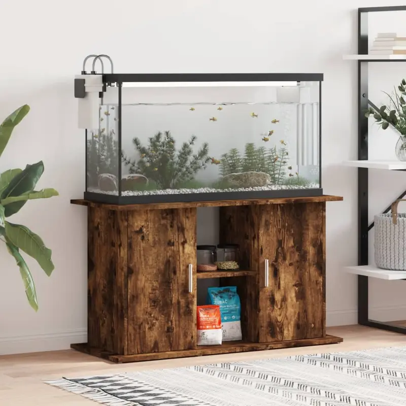 Soporte de acuario madera ingeniería roble ahumado 101x41x58 cm