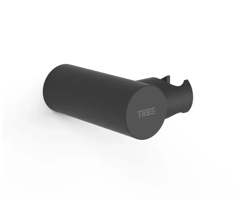 Soporte de ducha orientable para empotrar en latón con acabado negro TRES