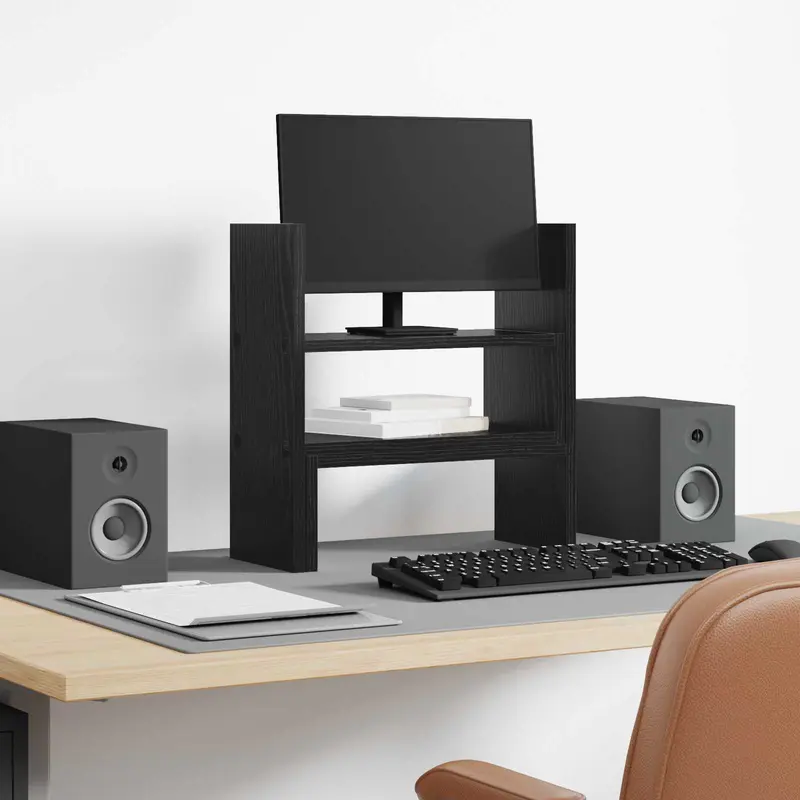 Soporte de Escritorio para Monitor Roble Negro 40 x 17 x 41 cm