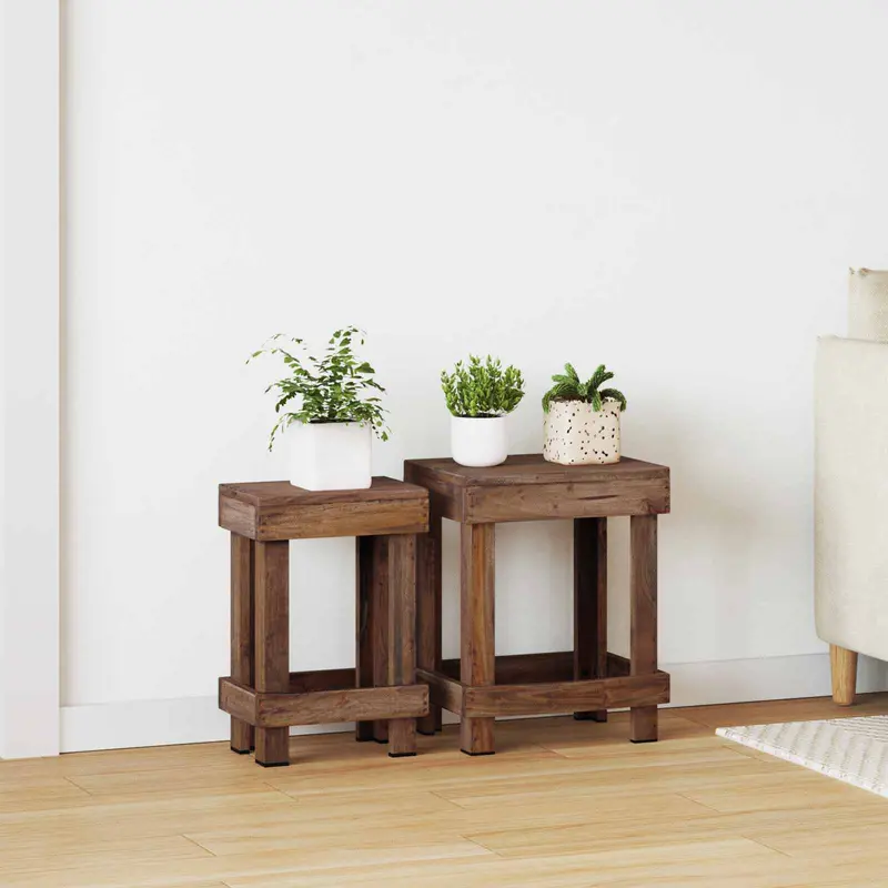 Soporte de plantas 2 pcs Marrón 70 x 11 x 27 cm Madera de Caoba