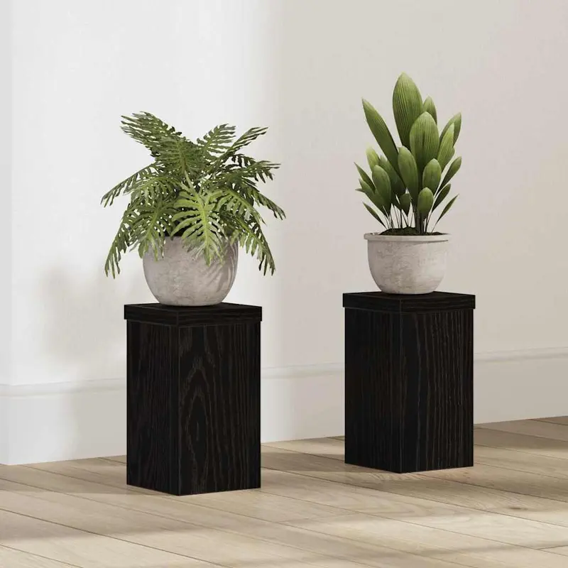 Soporte de plantas 2 pcs Roble Negro 10 x 10 x 18 cm