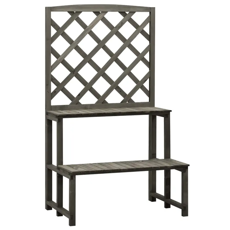 Soporte de plantas y enrejado abeto macizo gris 70x42x120 cm