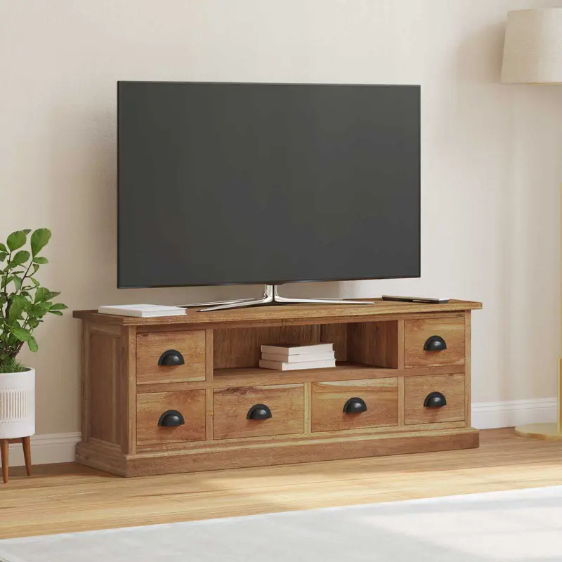 Soporte de TV Natural 110 x 30 x 40 cm Madera de teca maciza