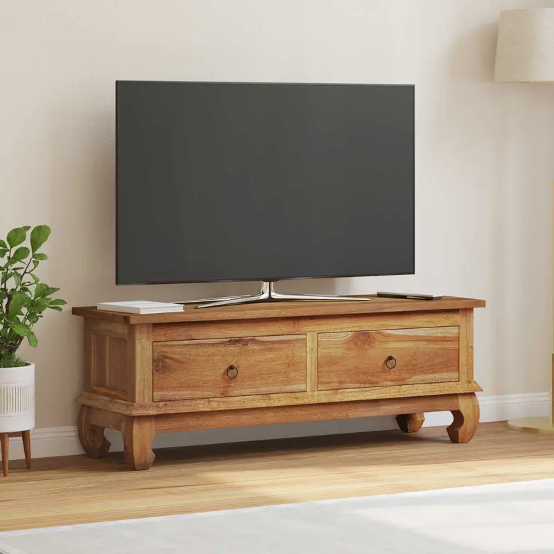 Soporte de TV Natural 110 x 35 x 40 cm Madera de teca maciza