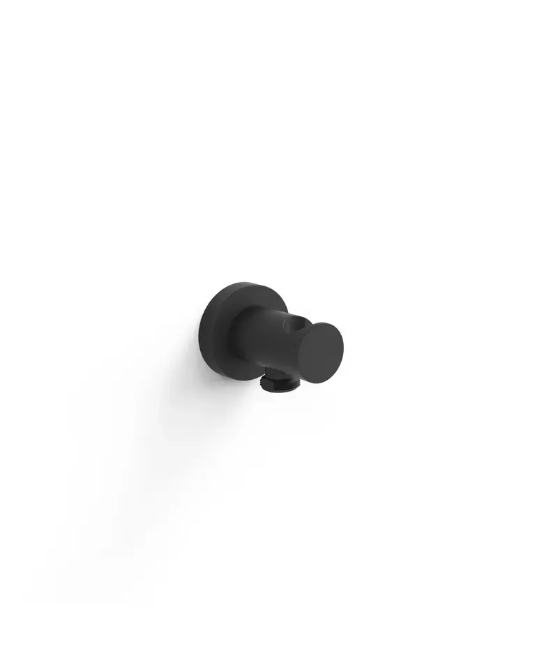 Soporte fijo para ducha con toma de agua y flexo con acabado negro mate Complementos Tres