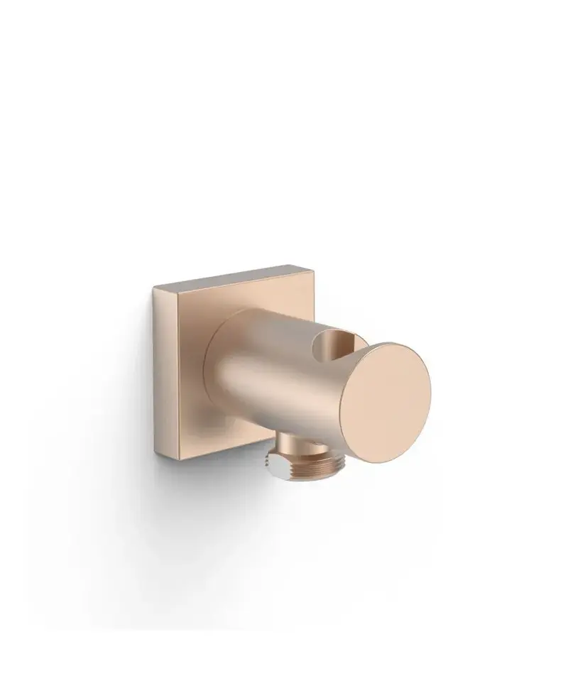 Soporte fijo para ducha de mano y flexo con toma de agua y acabado oro rosa mate Complementos Tres