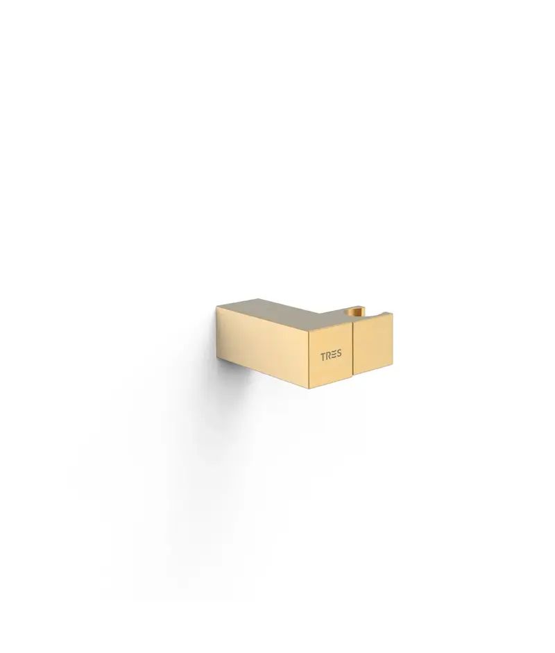 Soporte orientable para ducha de mano con formato cuadrado en latón acabado oro mate Complementos Tres