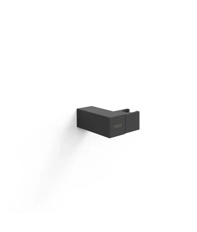 Soporte orientable para ducha de mano con formato cuadrado en latón negro mate Complementos TRES