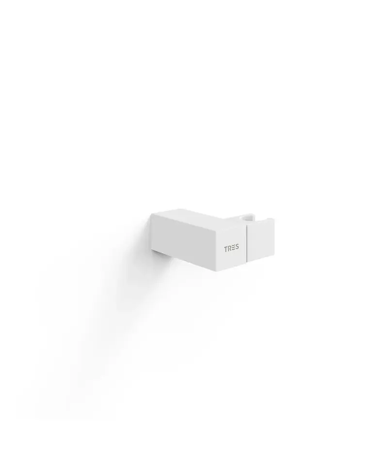 Soporte orientable para ducha de mano cuadrado de latón con acabado blanco mate Complementos Tres