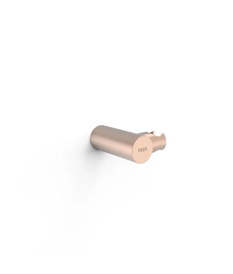 Soporte orientable para ducha de mano en latón con acabado oro rosa mate Tres