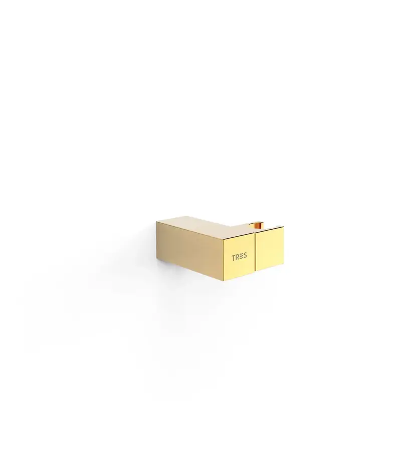 Soporte orientable para ducha de mano en latón dorado con formato cuadrado Complementos Tres
