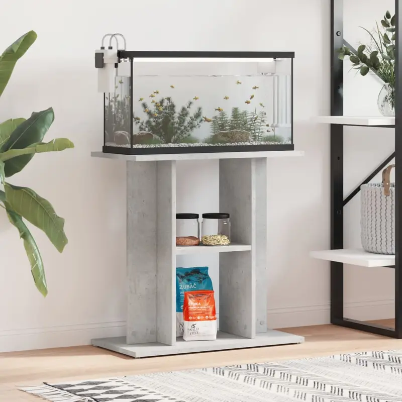 Soporte para acuario de hormigón gris 60x30x60 cm de madera sintética
