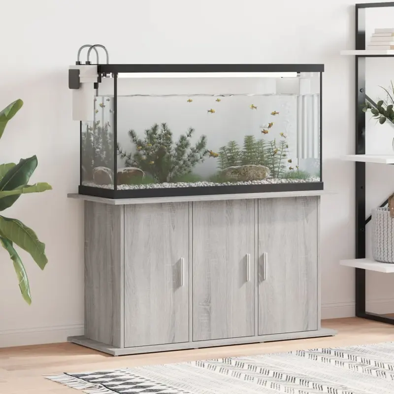 Soporte para acuario madera ingeniería gris Sonoma 101x41x58 cm