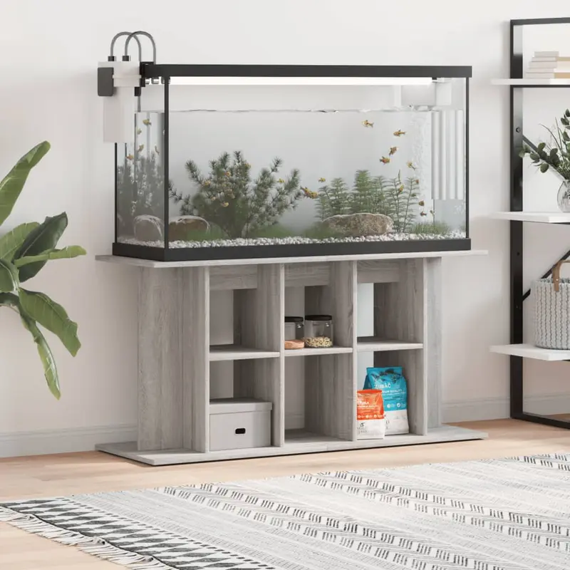 Soporte para acuario madera ingeniería gris Sonoma 120x40x60 cm