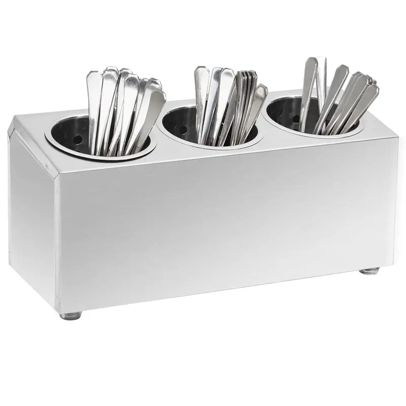 Soporte para cubiertos 3 rejillas acero inoxidable rectangular