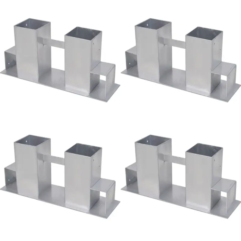 Soporte para el apilamiento de leña 4 uds acero plateado