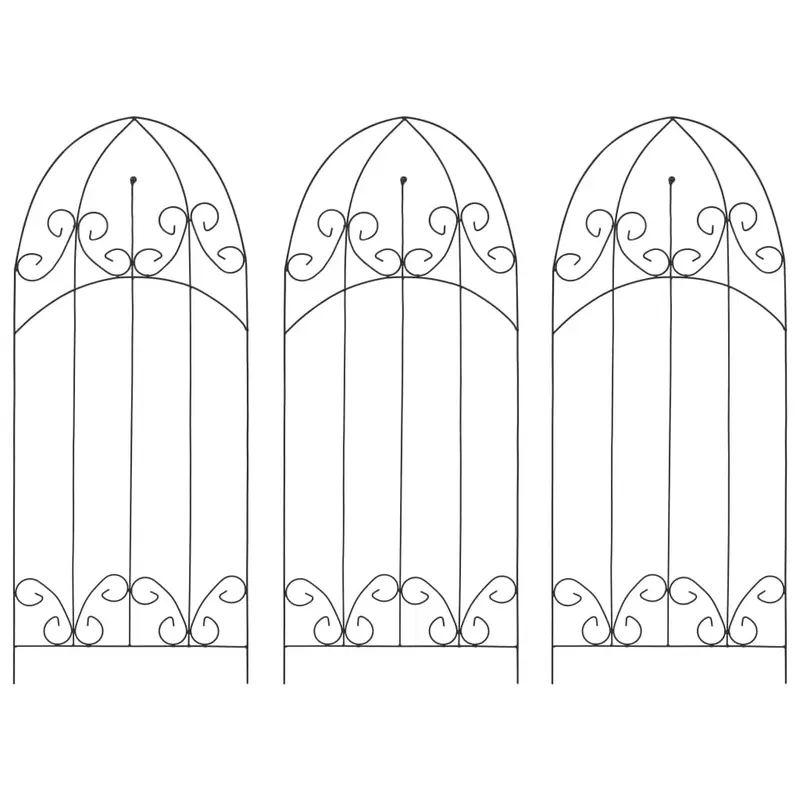 Soporte para plantas trepadoras 3 uds hierro negro 40x100 cm